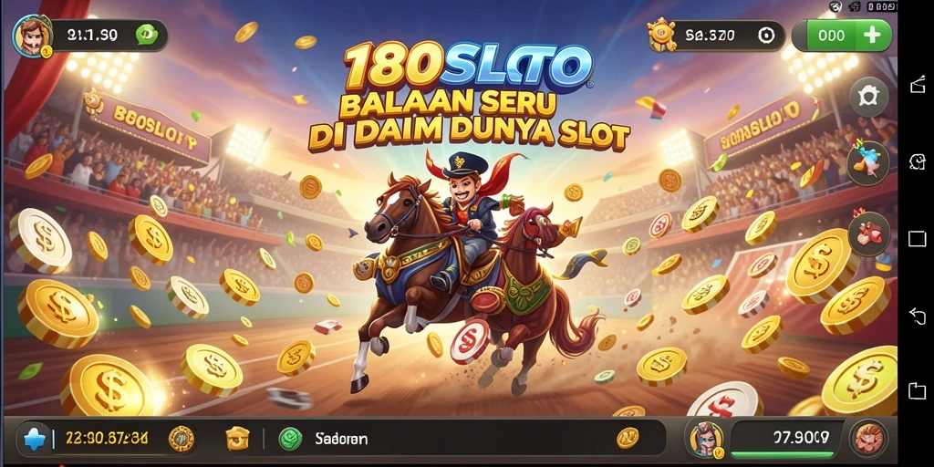 Tampilan balapan mendebarkan di 180SLOT dengan elemen slot.