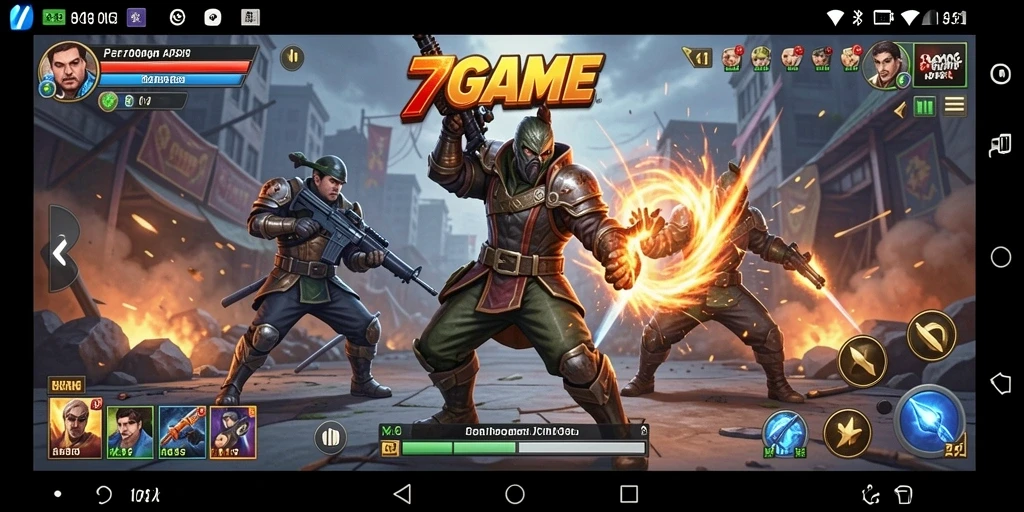 Tangkapan layar menunjukkan gameplay aksi yang mendebarkan dari 7GAME.