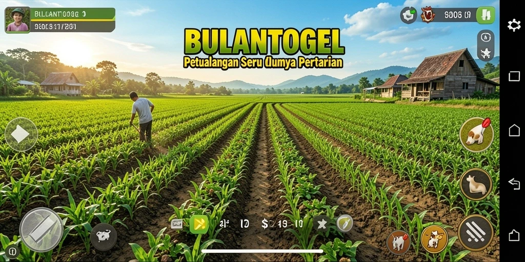 Screenshot gameplay BULANTOGEL yang menggambarkan aktivitas pertanian yang seru.