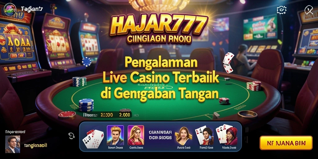 Screenshot gameplay HAJAR777 yang menampilkan dealer langsung di meja permainan.