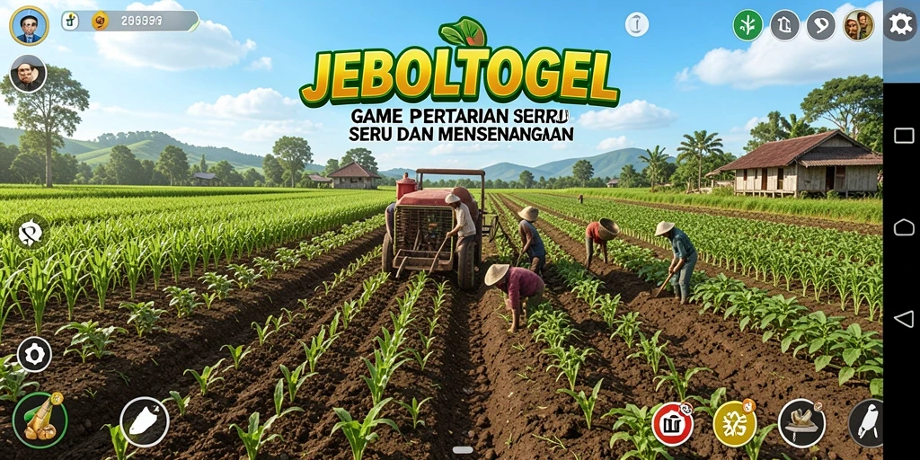 Screenshot gameplay JEBOLTOGEL yang menunjukkan aktivitas bertani yang menyenangkan.