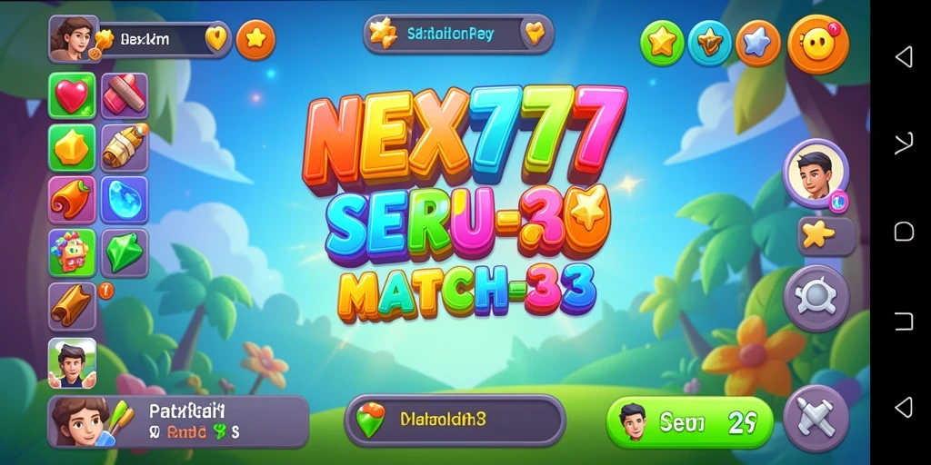 Screenshot gameplay NEX777 dengan aksi Match-3 yang menakjubkan.