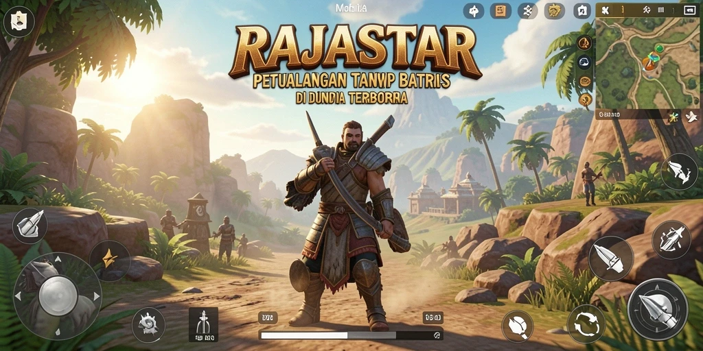 Gameplay RAJASTAR yang menampilkan petualangan di dunia terbuka.
