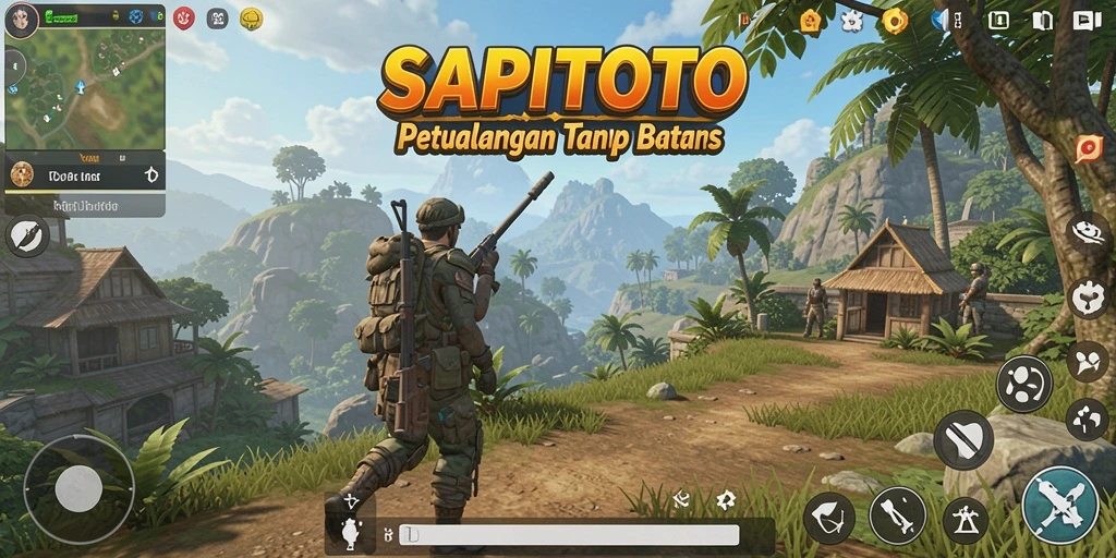 Screenshot utama SAPITOTO menampilkan dunia terbuka yang luas dan aktif.