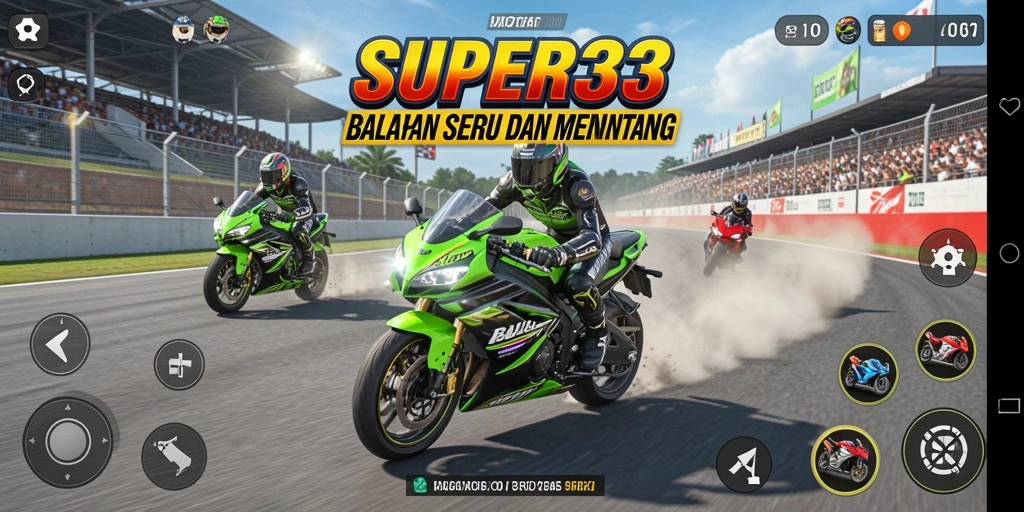 Gameplay mendebarkan dalam balapan motor SUPER33.