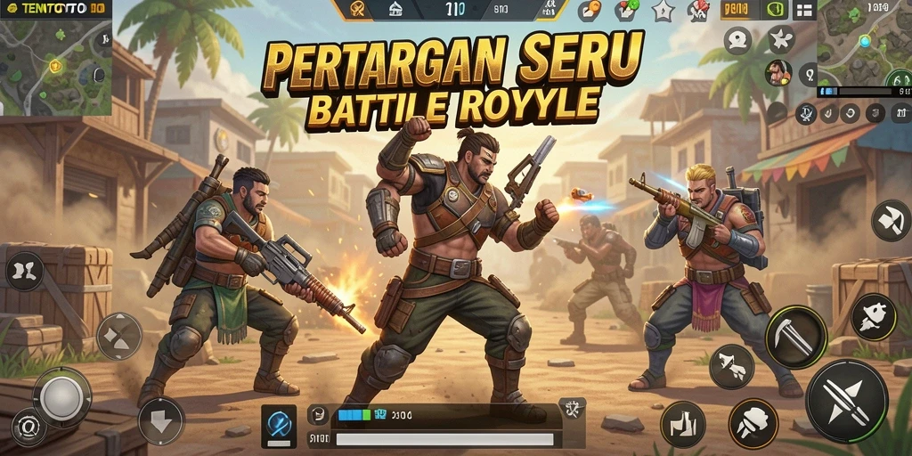 Tangkapan layar gameplay menegangkan di TENTOTO Battle Royale.