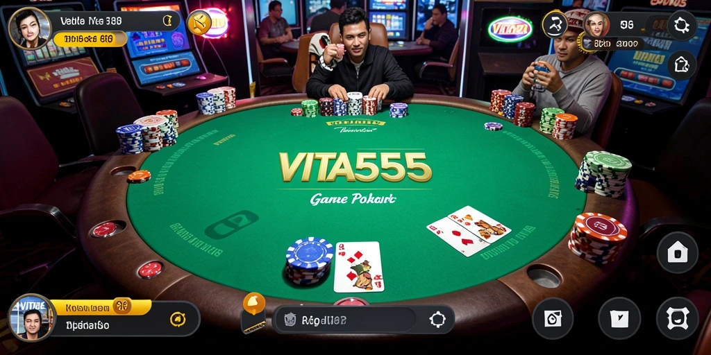 Screenshot VITA555 menampilkan pengalaman bermain Poker yang mendebarkan.